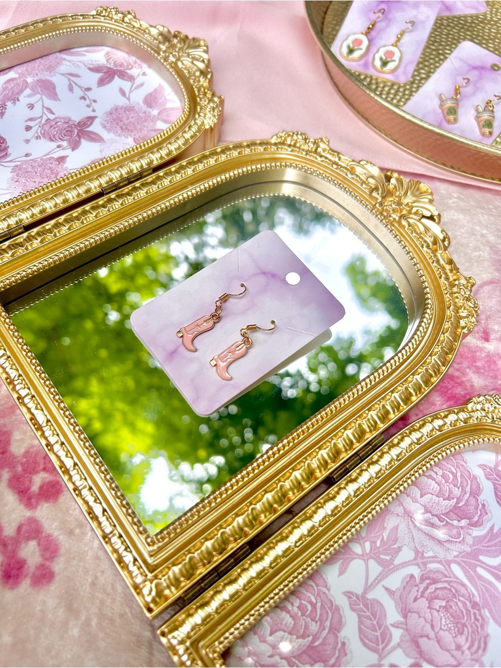 ✨ Handmade Pink Cowboy Boot Earrings